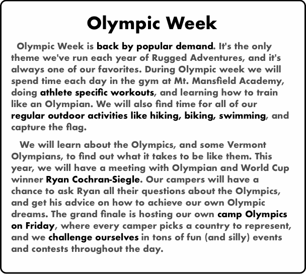 Olympic Week  Olympic Week is back by popular dem