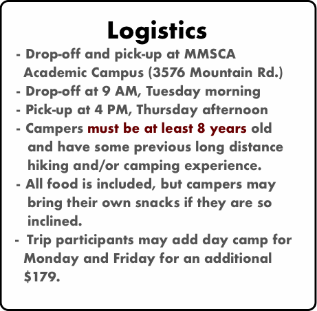 Logistics	-	Drop-off and pick-up at MMSCA    Aca